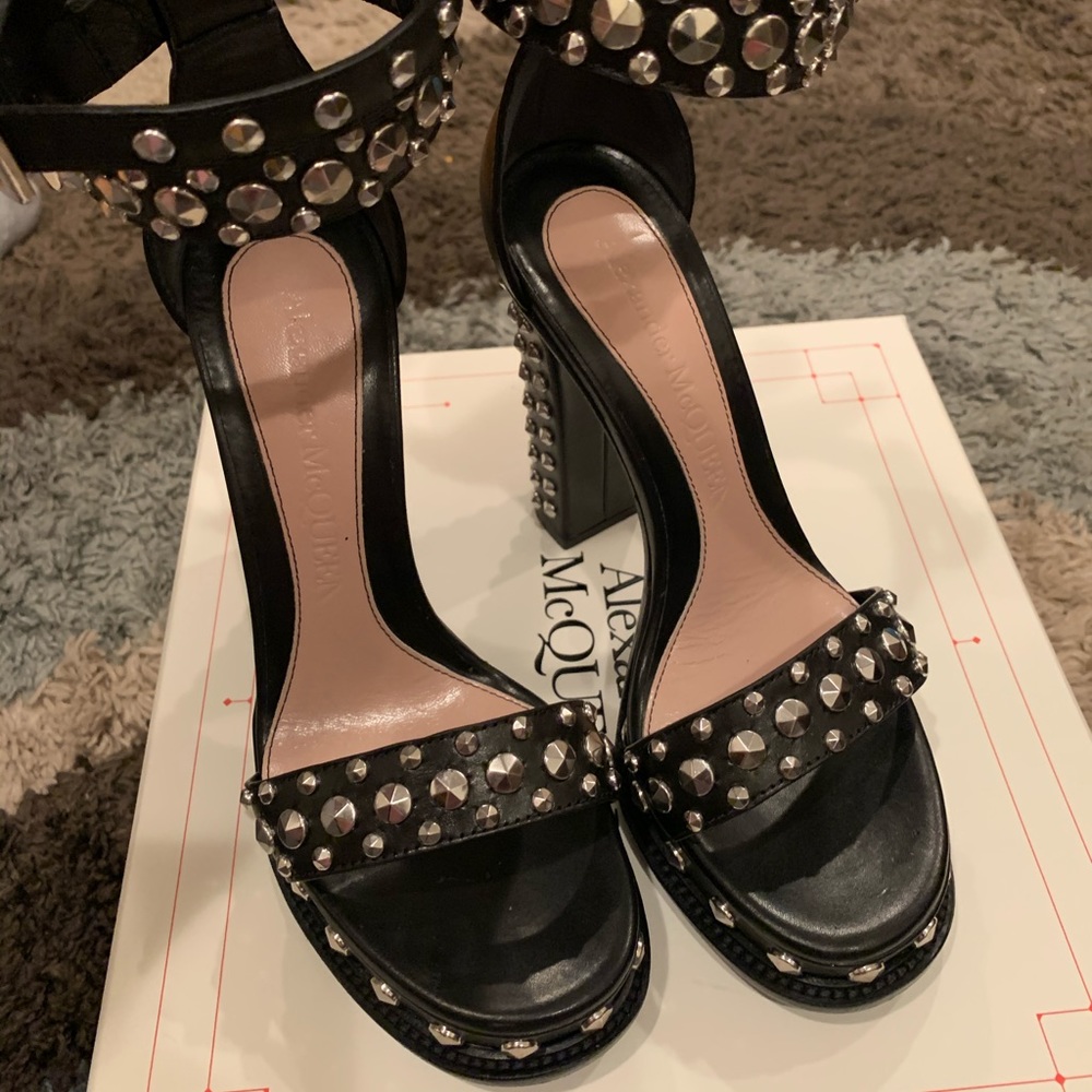 Alexander McQueen black studded platform sandal